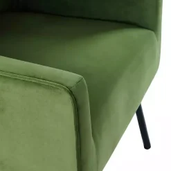 Green Velvet Upholstered Black Legs Accent Chair