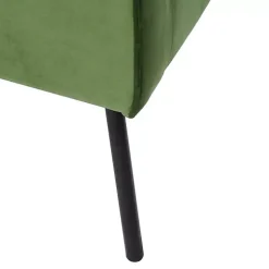 Green Velvet Upholstered Black Legs Accent Chair