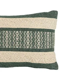 Green Woven Stripe Lumbar Pillow