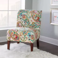 Hailey Bright Paisley Curved Back Slipper Chair