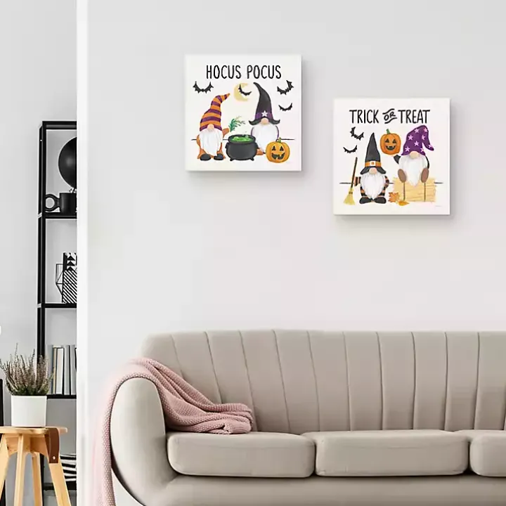 Halloween Gnomes Canvas Art Prints, Set of 2