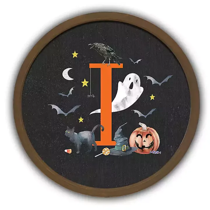 Halloween Monogram I Brown Framed Wall Plaque