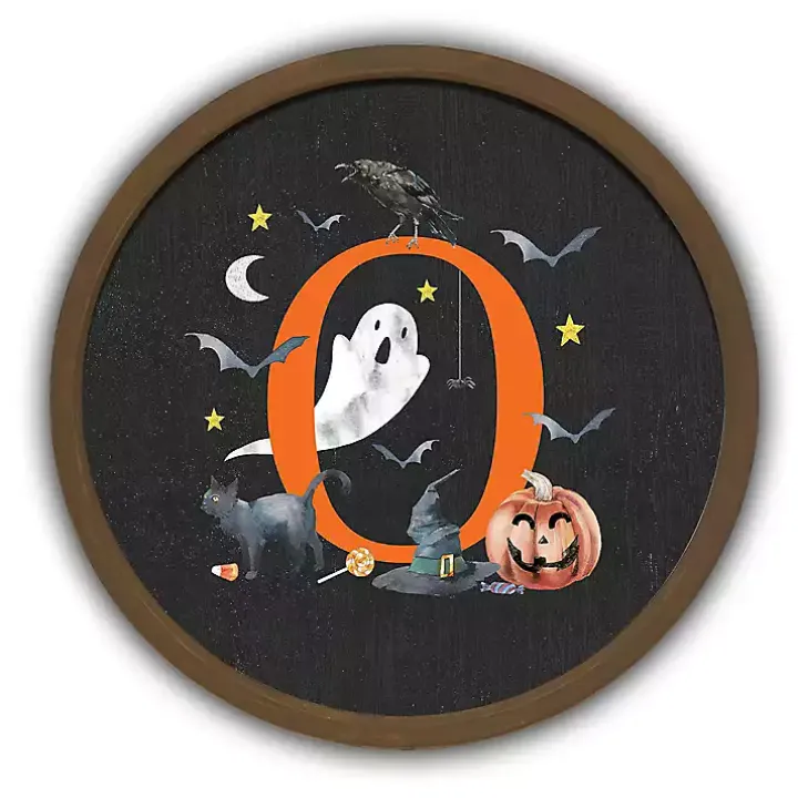 Halloween Monogram O Brown Framed Wall Plaque