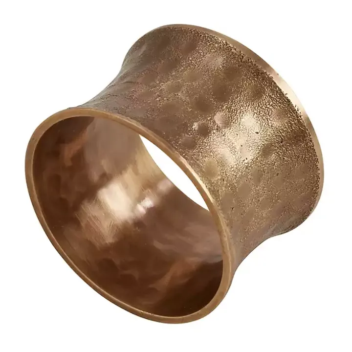 Hammered Brass Inverted Napkin Rings, Set of 4