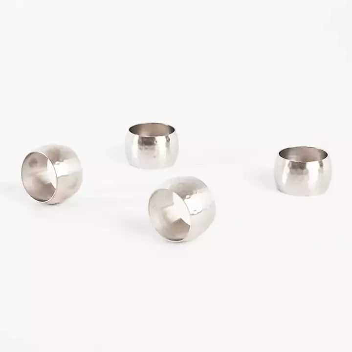 Hammered Brass Napkin Rings, Set of 4