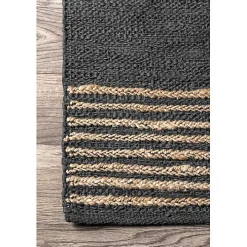Hand Braided Leather Kelli Jute Area Rug, 7x9
