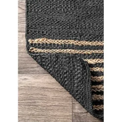 Hand Braided Leather Kelli Jute Area Rug, 7x9