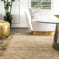 Hand Woven Chunky Loop Jute Caspar Area Rug, 4x6