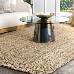 Hand Woven Chunky Loop Natural Jute Area Rug, 5x7