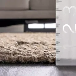 Hand Woven Looped Natural Jute Area Rug, 12x15