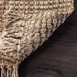 Hand Woven Looped Natural Jute Area Rug, 12x15