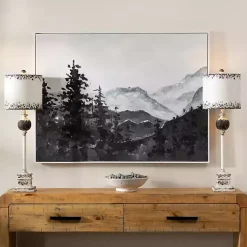 Handpainted Mountain Scene Framed Art