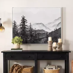 Handpainted Mountain Scene Framed Art