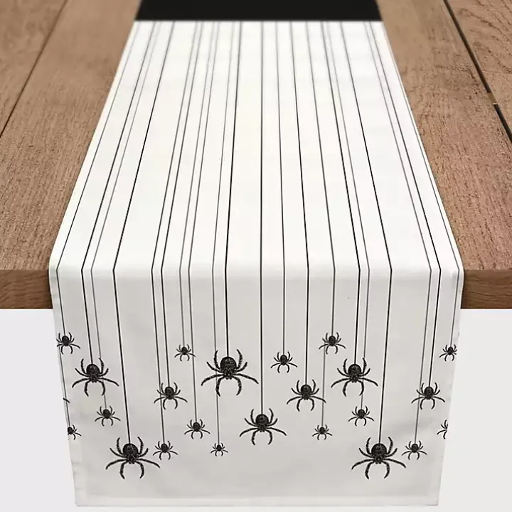 Hanging Spiders Halloween Table Runner