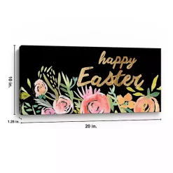 Happy Easter Gold Floral Canvas Art Print