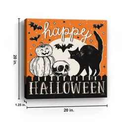 Happy Halloween Full Moon Cat Canvas Art Print