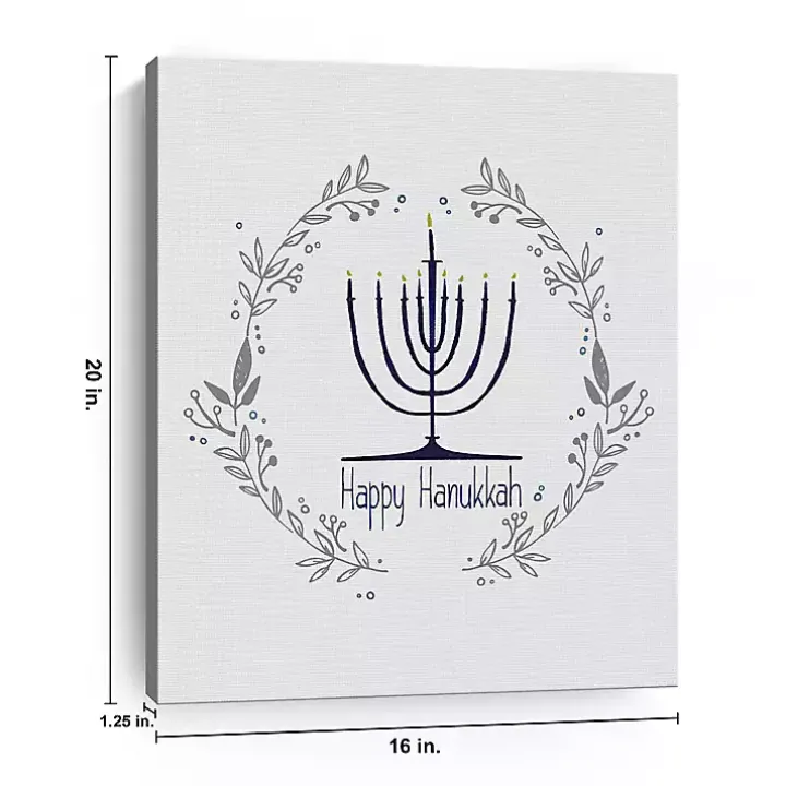 Happy Hanukkah Menorah Canvas Art Print