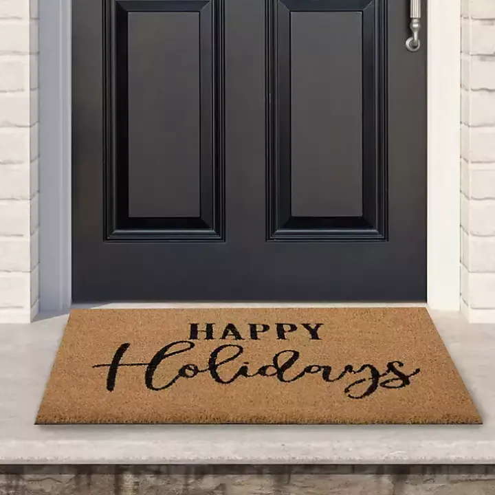 Happy Holidays Cursive Christmas Doormat