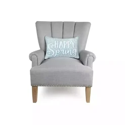 Happy Spring Blue Striped Lumbar Pillow