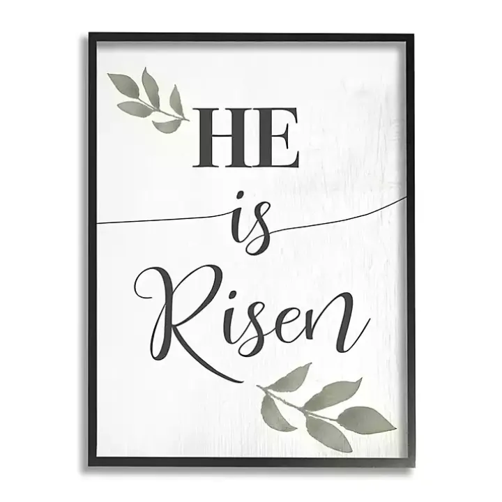 He Is Risen Leaves Framed Easter Wall Art