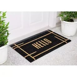 Hello Black Linear Doormat