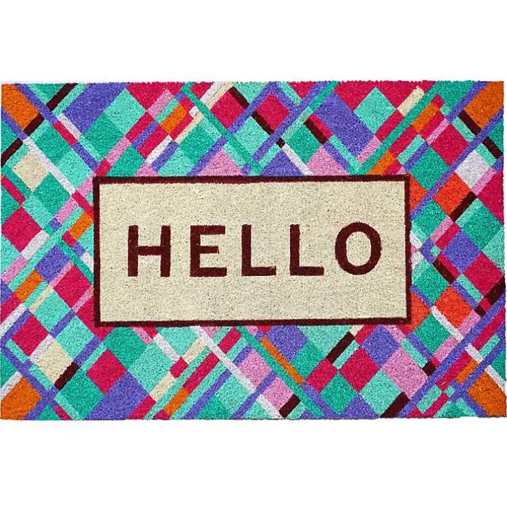 Hello Colorful Diamond Doormat