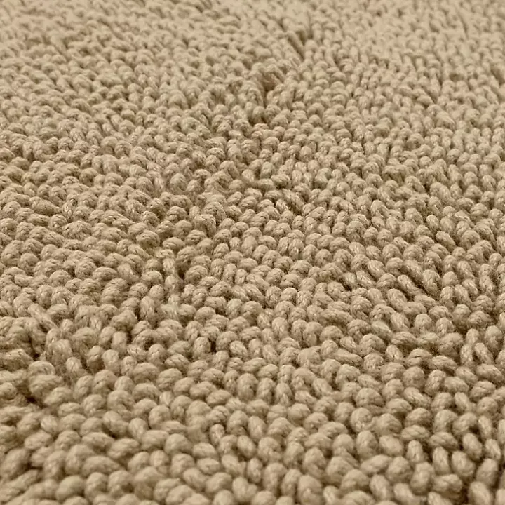 High Pile Taupe Cotton Non-Skid Classic Bath Mat