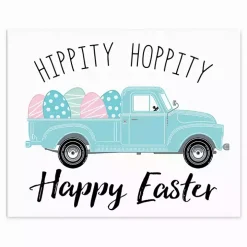 Hippity Hoppity Blue Truck Easel Back Canvas