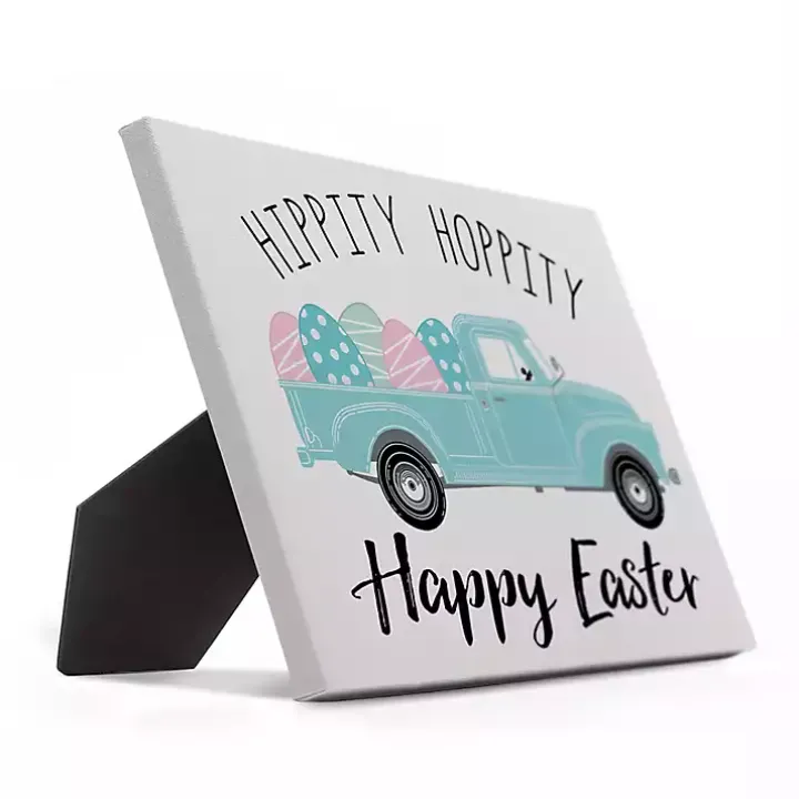 Hippity Hoppity Blue Truck Easel Back Canvas