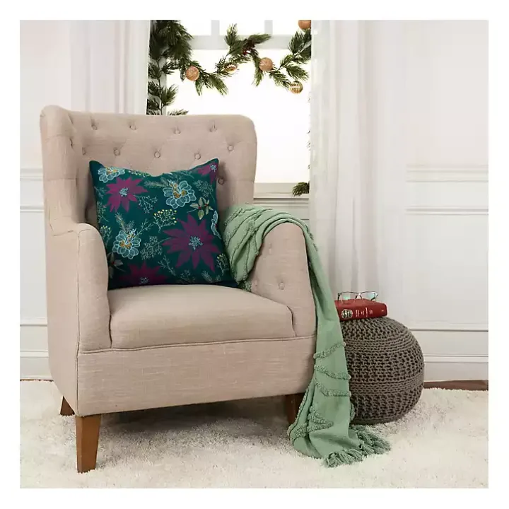 Holiday Botanicals Christmas Throw Pillow