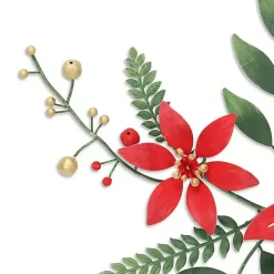 Holiday Poinsettia Floral Spray Wall Plaque