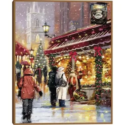 Holiday Shoppers in Snow Christmas Wall Plaque