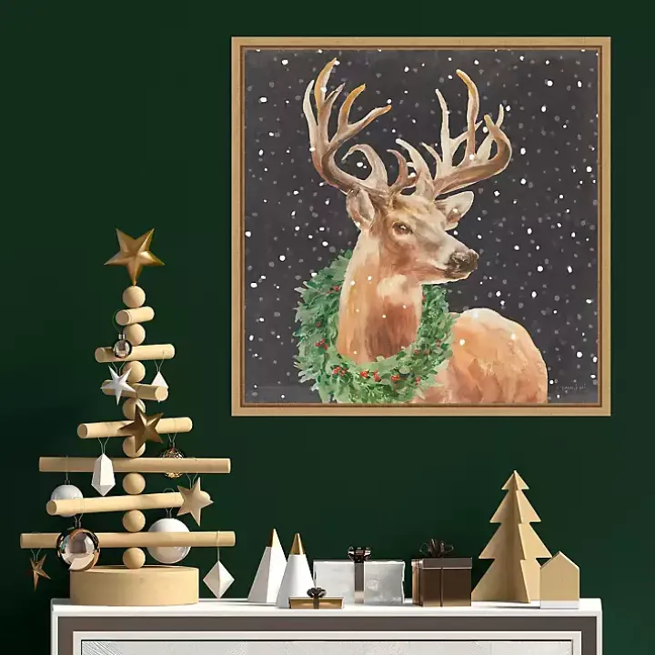 Holiday Stag Framed Canvas Art Print