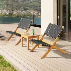 Honey Acacia Wood Low Slung 3-pc. Bistro Set