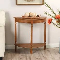 Honey Brown Half Moon Tinslee Console Table