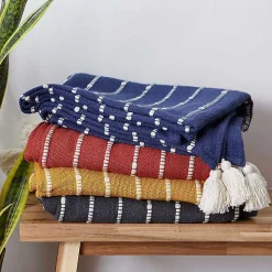 Honey Gold Slub Stripe Decorative Throw