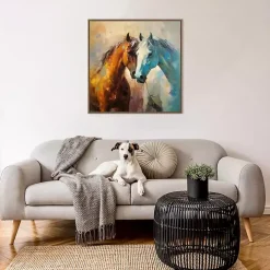 Horse Couple Framed Canvas Art Print