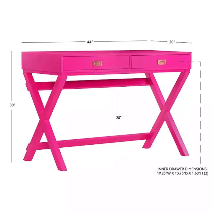 Hot Pink Wood 2-Drawer Peggy Desk