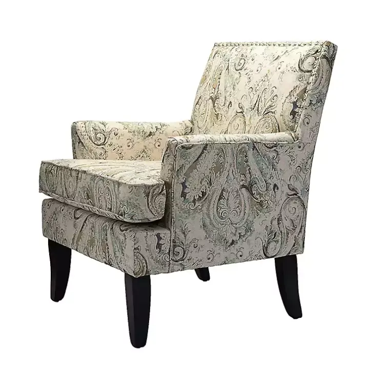 Indigo and Yellow Floral Upholstered Accent Chair