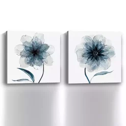 Indigo Bloom Canvas Art Prints, Set of 2