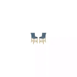 Indigo Tufted Nailhead Counter Stools, Set of 2