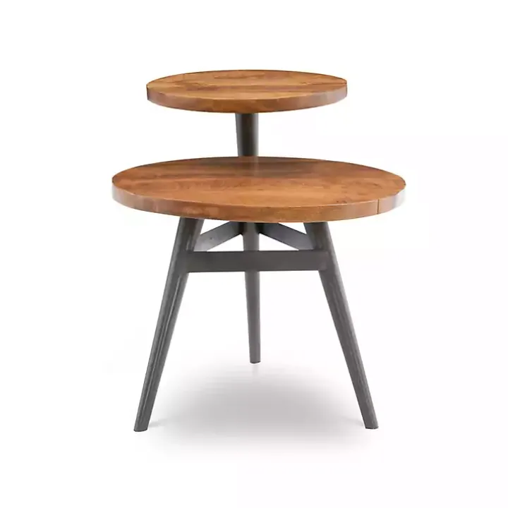 Industrial Two-Tiered Gunmetal Accent Table