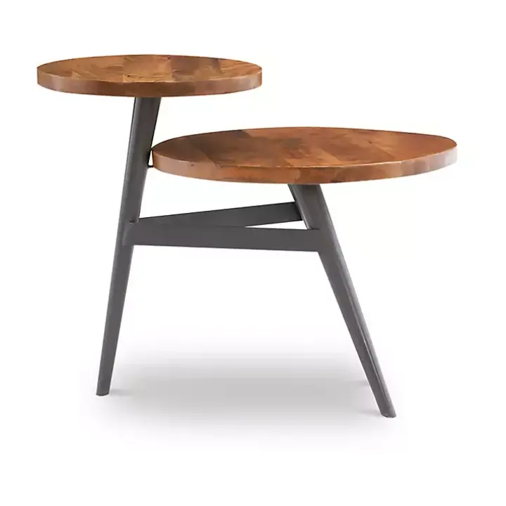 Industrial Two-Tiered Gunmetal Accent Table
