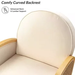 Ivory & Natural Rattan Swivel Accent Chair