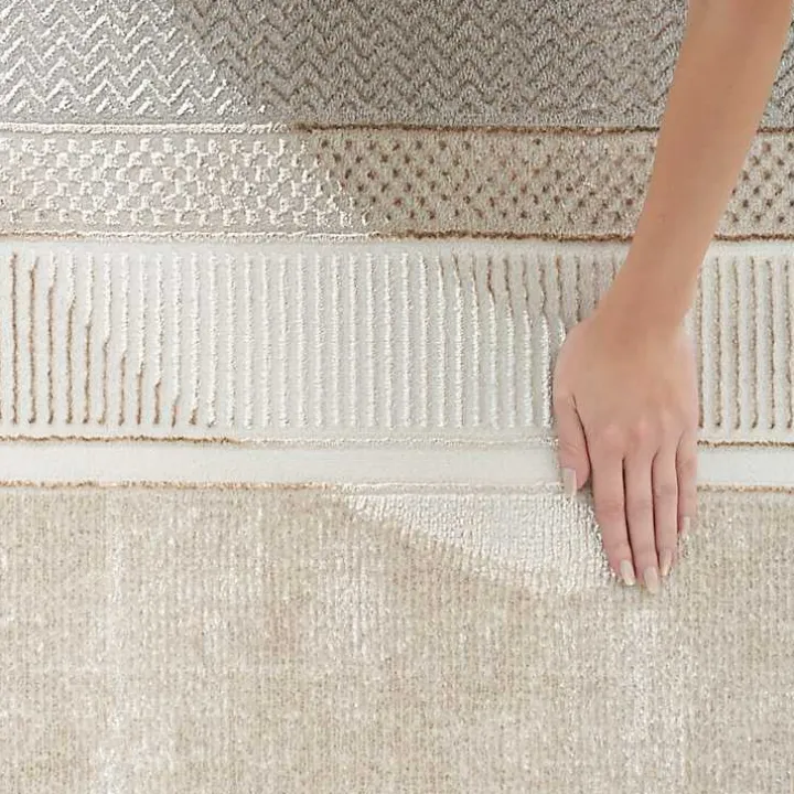 Ivory and Gold Modern Glam Area Rug, 7x9