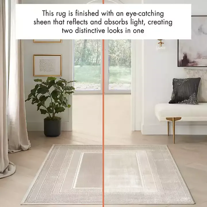 Ivory and Gold Modern Glam Area Rug, 7x9