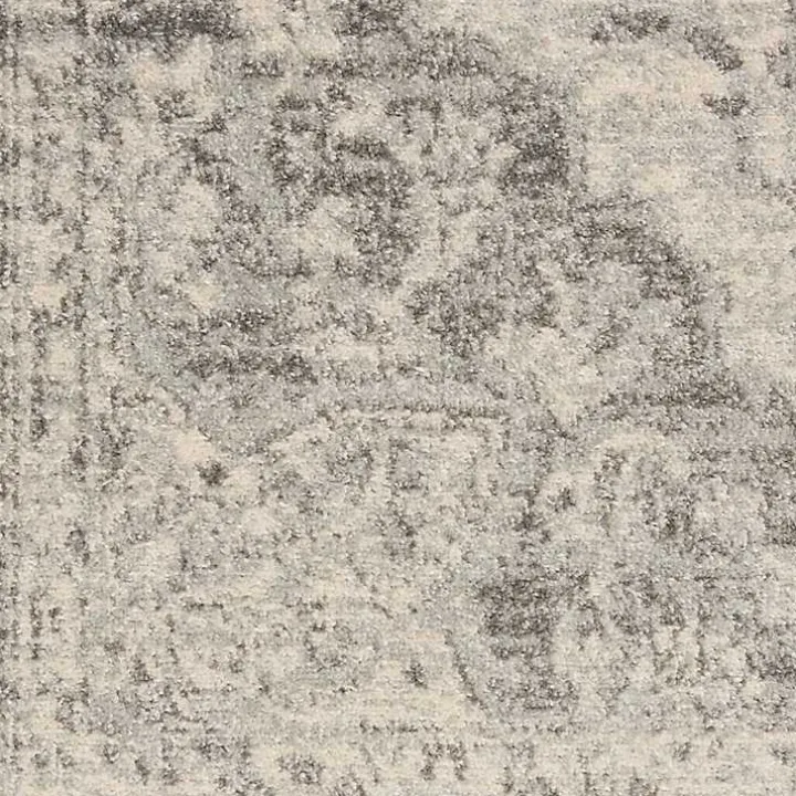 Ivory and Gray Oushak Medallion Area Rug, 7x10