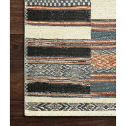 Ivory and Multicolored Tribal Outdoor Rug, 5x7