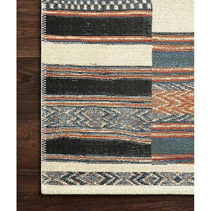 Ivory and Multicolored Tribal Outdoor Rug, 5x7