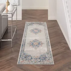 Ivory Antique Diamond Medallion Runner, 2x7
